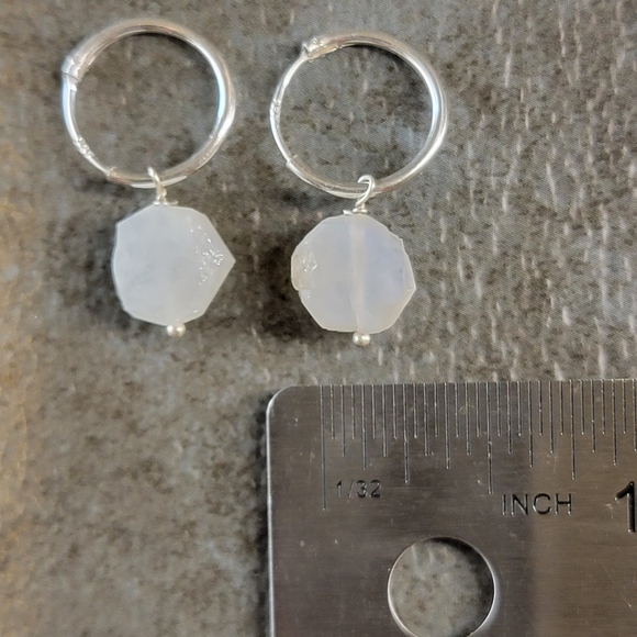 Native Rainbow Moonstone Gemstone Earrings Dainty Sterling Silver Boho Jewelry - Picture 4 of 6